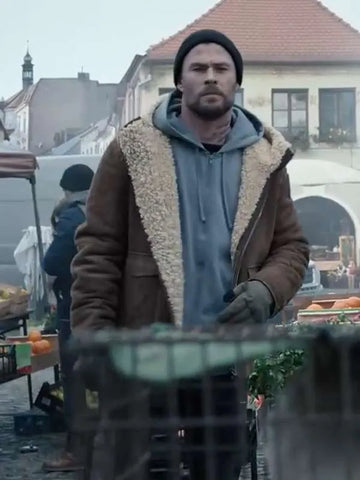 Chris Hemsworth Extraction 2 Shearling Suede Jacket