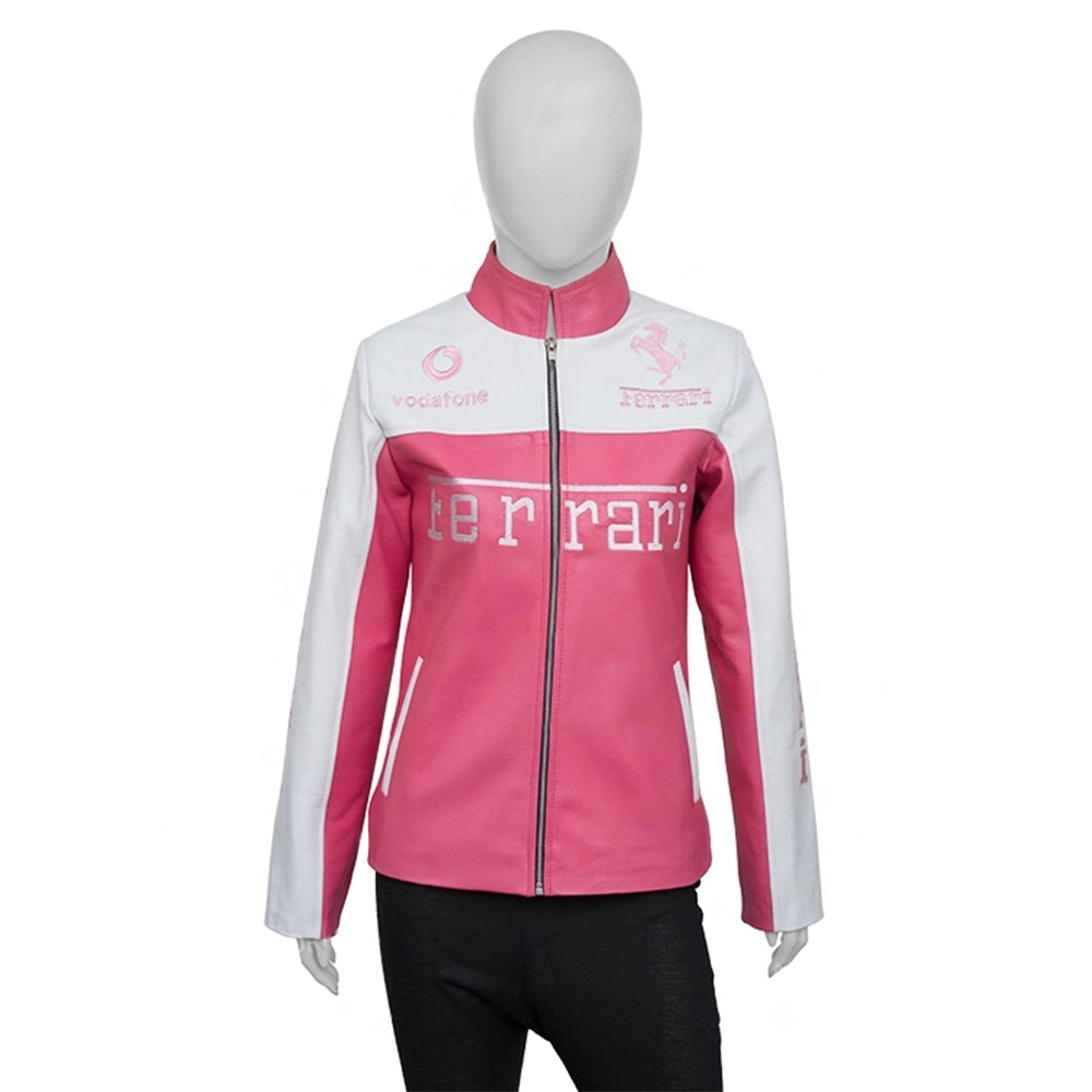 Ferrari Pink Leather Jacket - jnjjackets