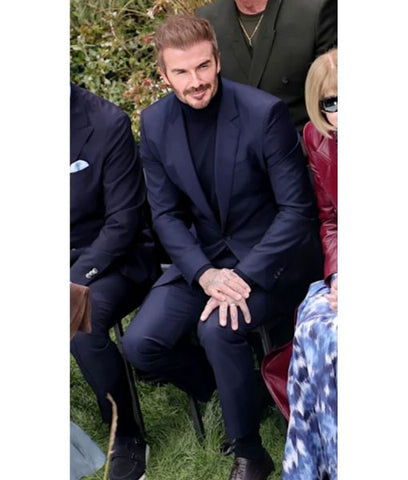 David Beckham Milan Fashion Week Navy Blue Suit