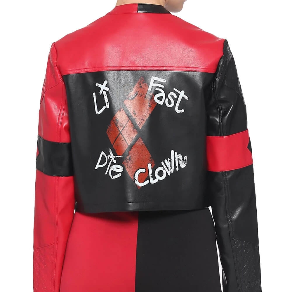 Harley Quinns Live Fast Die Clown Leather Jacket - JnJ Jackets