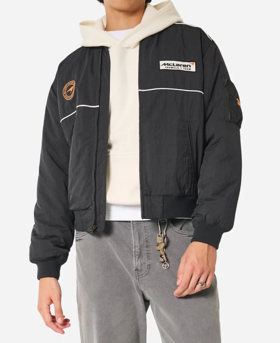 Hollister McLaren Black Jacket – Sleek & Sporty Look | JNJ Jackets - jnjjackets