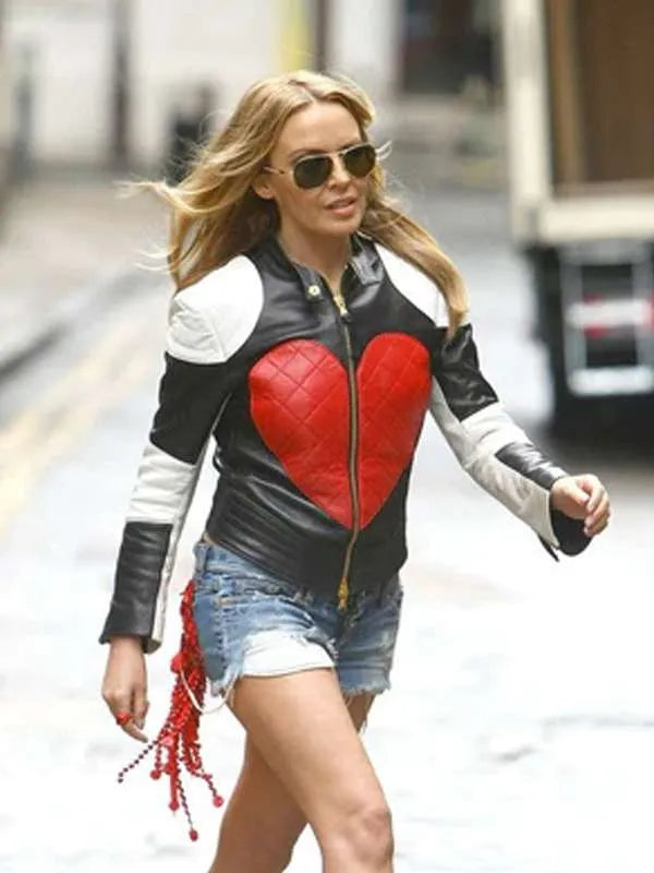 Kylie Minogue Red Heart Leather Jacket - JnJ Jackets