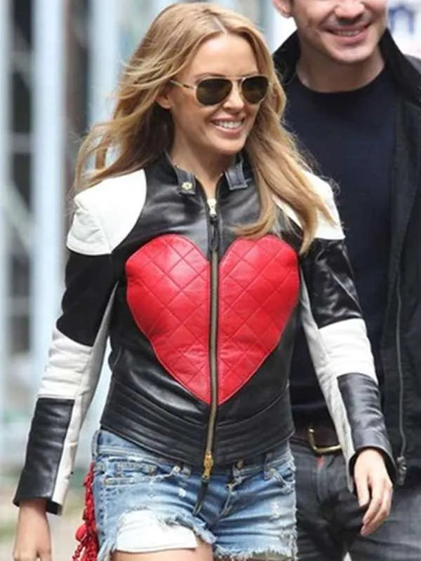 Kylie Minogue Red Heart Leather Jacket - JnJ Jackets