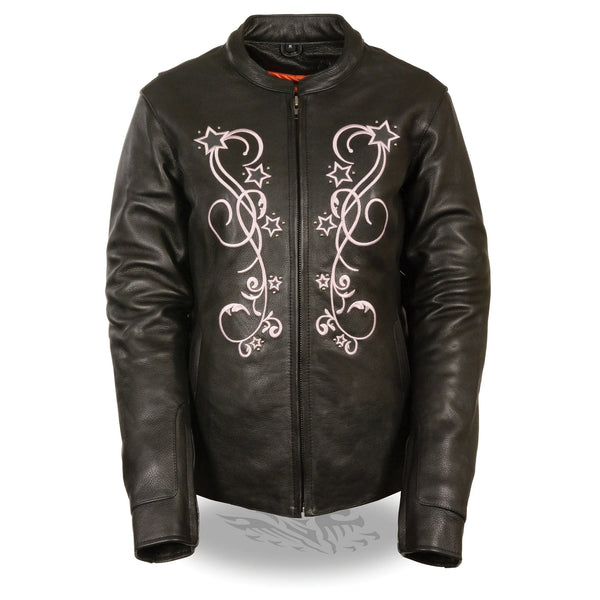 Reflective Star Leather Jacket