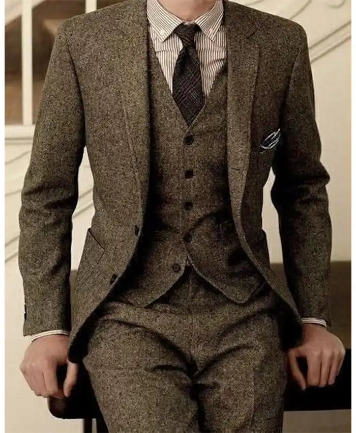 Men Vintage 1920s Fashion Gentleman Wool Suit