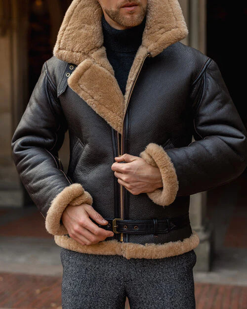 Sherpa Lined Leather Jacket