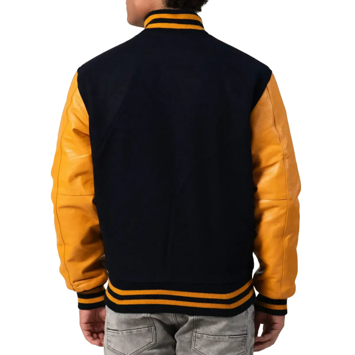 Black & Blue Letterman Jacket Yellow Sleeves