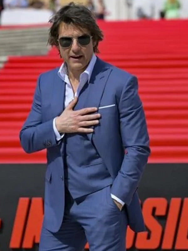 Tom Cruise Mission Impossible 7 Blue Suit
