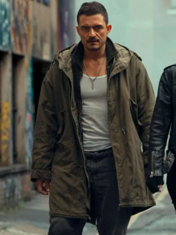 Orlando Bloom Deep Cover Green Coat