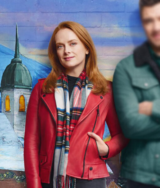 Our Christmas Mural Olivia Red Leather Jacket - JnJ Jackets