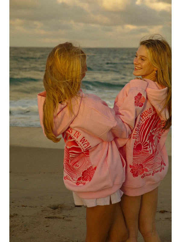 Pink Palm Puff Hoodie - JnJ Jackets