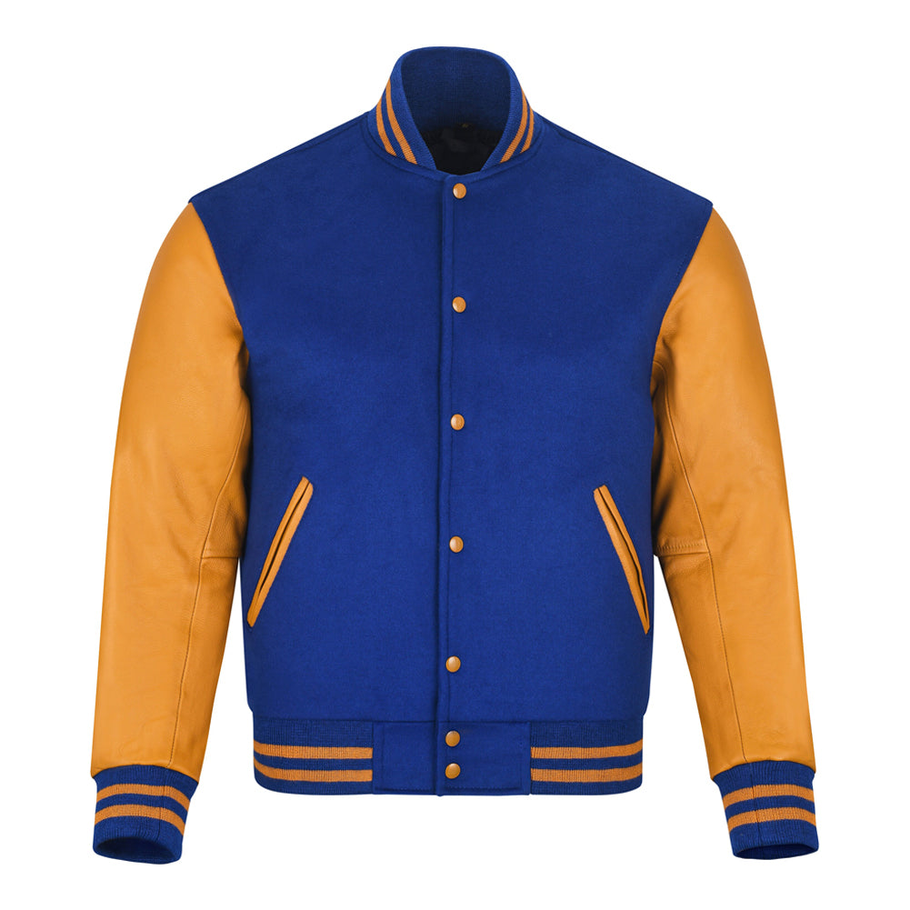 Black & Blue Letterman Jacket Yellow Sleeves