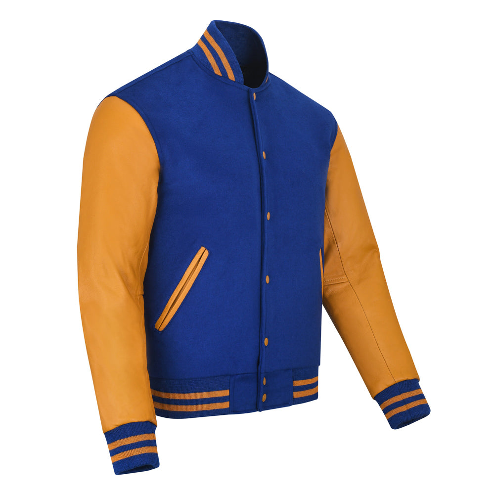 Black & Blue Letterman Jacket Yellow Sleeves