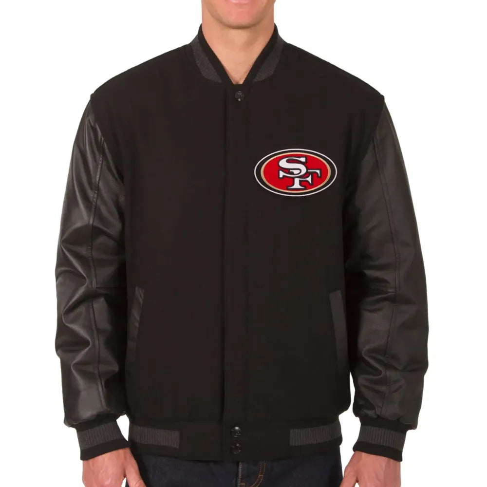 San Francisco 49ers Football Wool & Leather Varsity Jacket