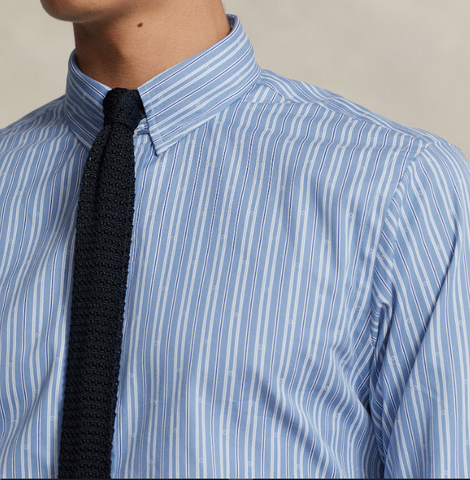 Custom Fit Striped Dobby Shirt – Tailored Elegance & Comfort - jnjjackets
