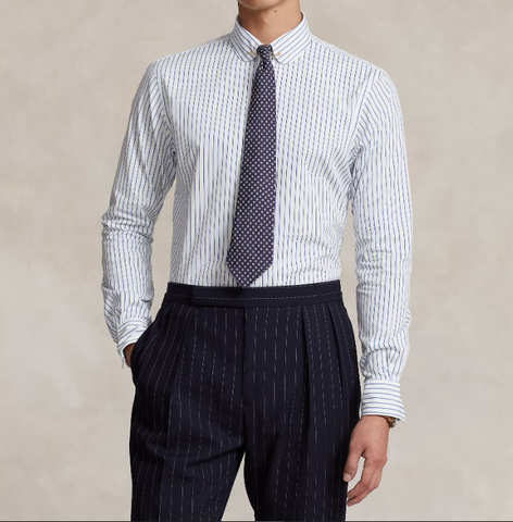 Custom Fit Striped Poplin Shirt – Crisp, Lightweight & Tailored