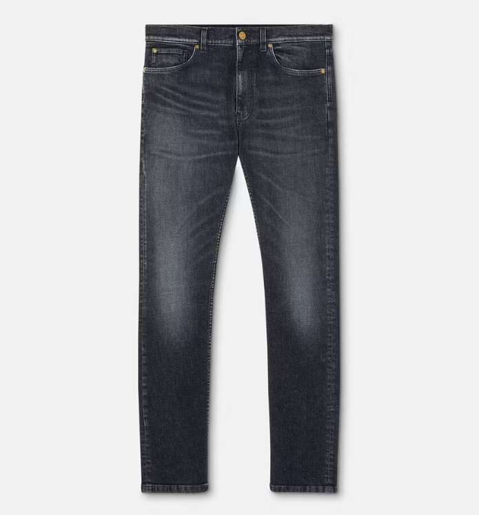 Embroidered Medusa Slim-Fit Jeans – Iconic Style with a Tailored Edge