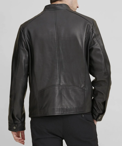 Leather Jacket with Zipper Pockets - jnjjackets
