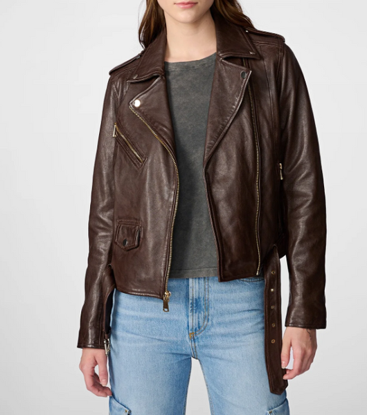 Moto Leather Jacket with Gold Hardware