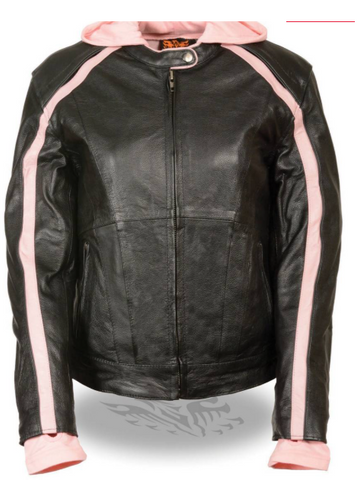 Striped Leather Jacket with Zip-Out Hoodie - jnjjackets