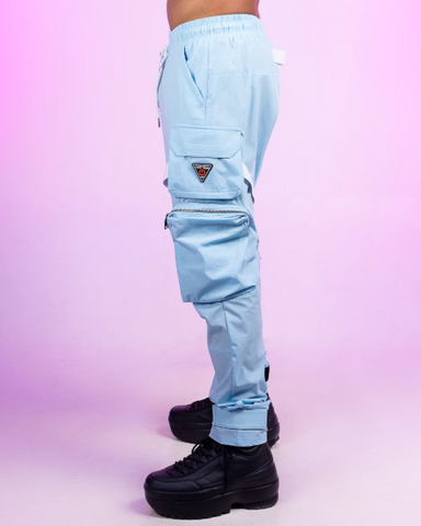 Light Blue Strap Cargo Pants - jnjjackets
