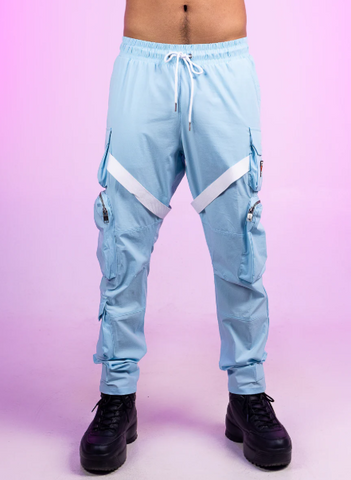 Light Blue Strap Cargo Pants - jnjjackets