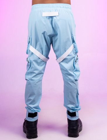Light Blue Strap Cargo Pants - jnjjackets