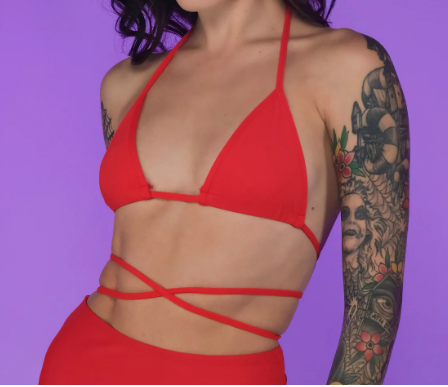 Red Rave Bikini Wrap Top