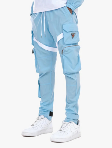 Light Blue Strap Cargo Pants - jnjjackets