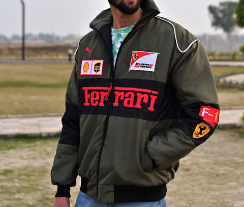Embroidered Green Ferrari Jacket - jnjjackets