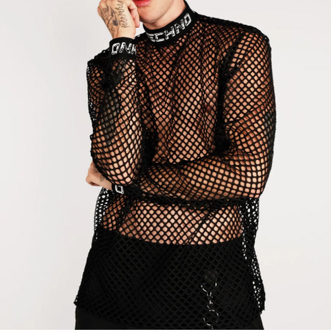 Dusk Till Dawn Techno Fishnet Shirt - jnjjackets