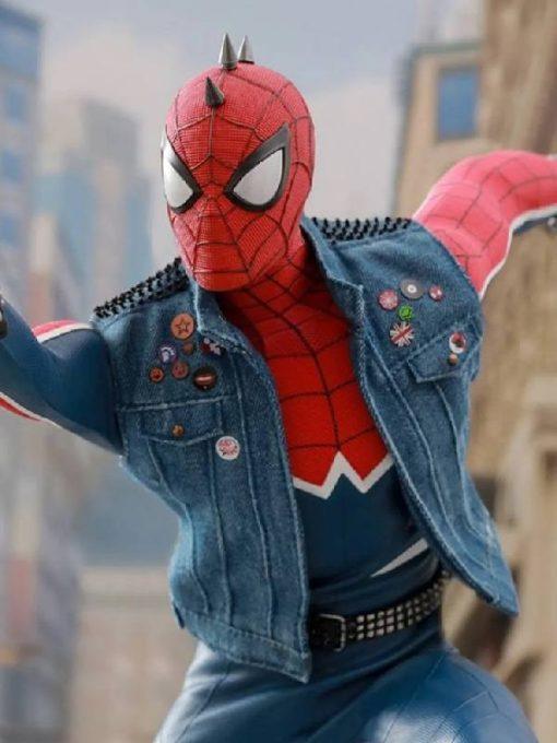 Spider Punk Spiderman Blue Denim Vest - JnJ Jackets