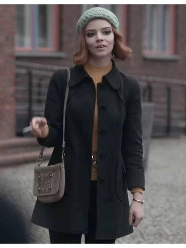 The Queen’s Gambit Anya Taylor-Joy Black Coat - JnJ Jackets