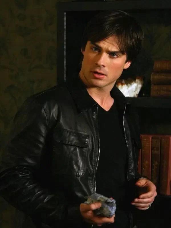 Vampire Diaries Damon Salvatore Leather Jacket - jnjjackets