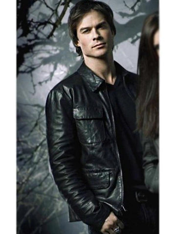 Vampire Diaries Damon Salvatore Leather Jacket - jnjjackets