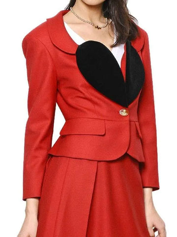 Vivienne Heart Lapel Shape Red Blazer