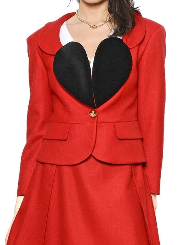 Vivienne Heart Lapel Shape Red Blazer