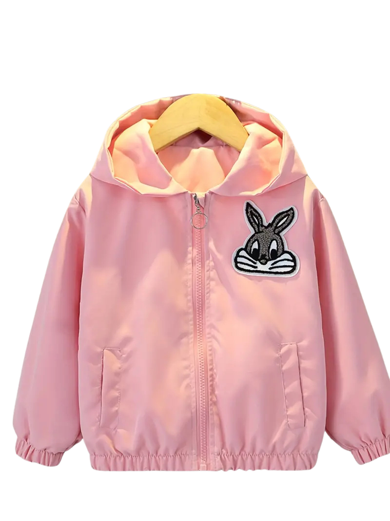 Chic Girls' Hoodie with Cute Rabbit Embroidery