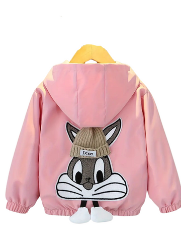 Chic Girls' Hoodie with Cute Rabbit Embroidery