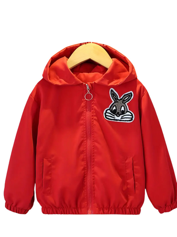 Chic Girls' Hoodie with Cute Rabbit Embroidery