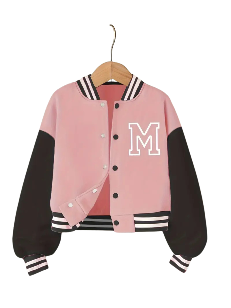 Stylish Girls Casual Baseball Varsity Jacket