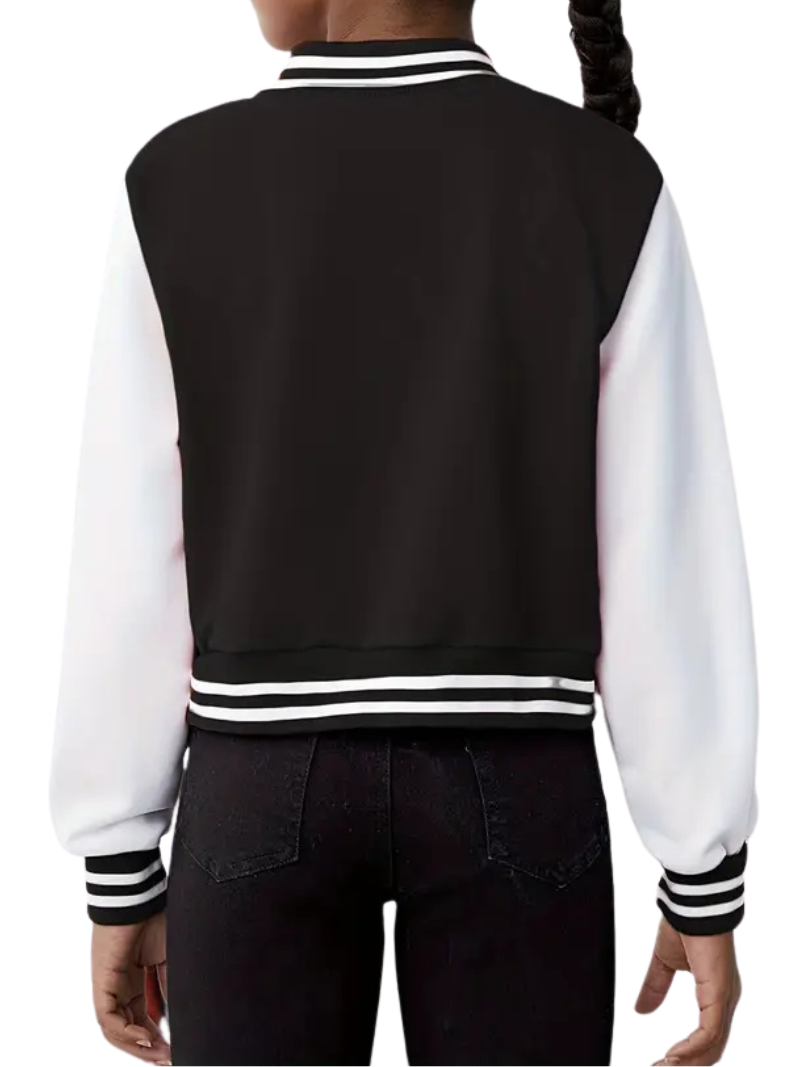 Stylish Girls Casual Baseball Varsity Jacket