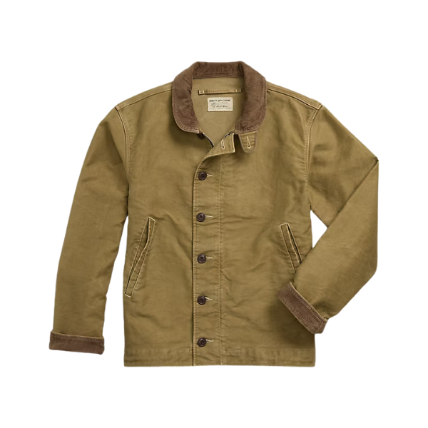 Corduroy-Collar Cotton Deck Jacket - JnJ Jackets