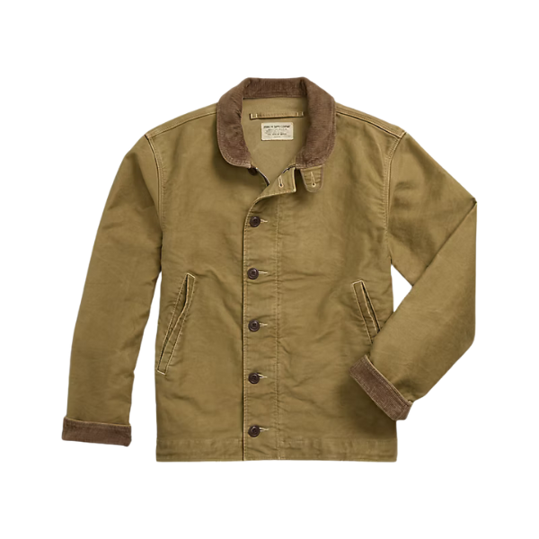Corduroy-Collar Cotton Deck Jacket