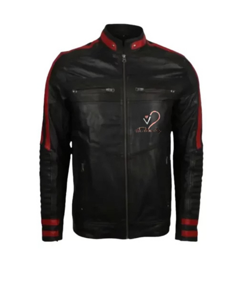 Valentine Day Couples Black Biker Leather Jacket