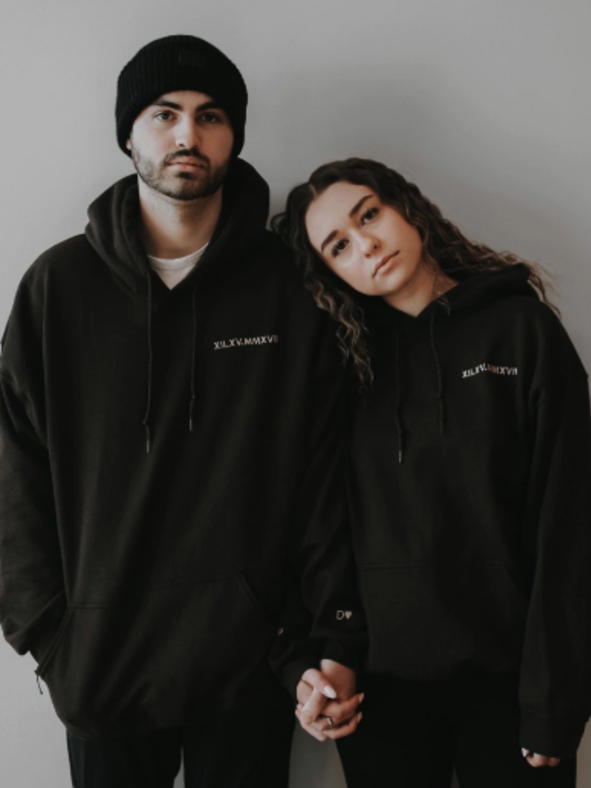 Roman Numeral Matching Couple Hoodies