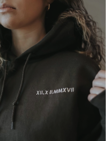 Roman Numeral Matching Couple Hoodies