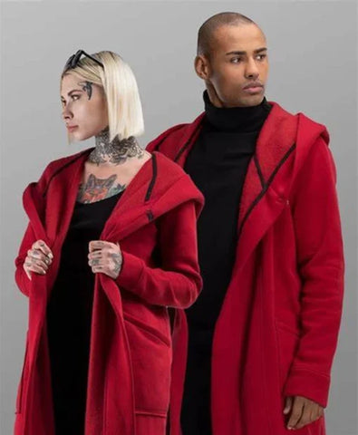 Valentines Day Couples Red Long Coat - JnJ Jackets