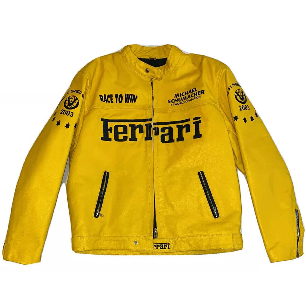 Vintage Biker Ferrari Yellow Jacket - jnjjackets