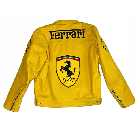 Vintage Biker Ferrari Yellow Jacket - jnjjackets